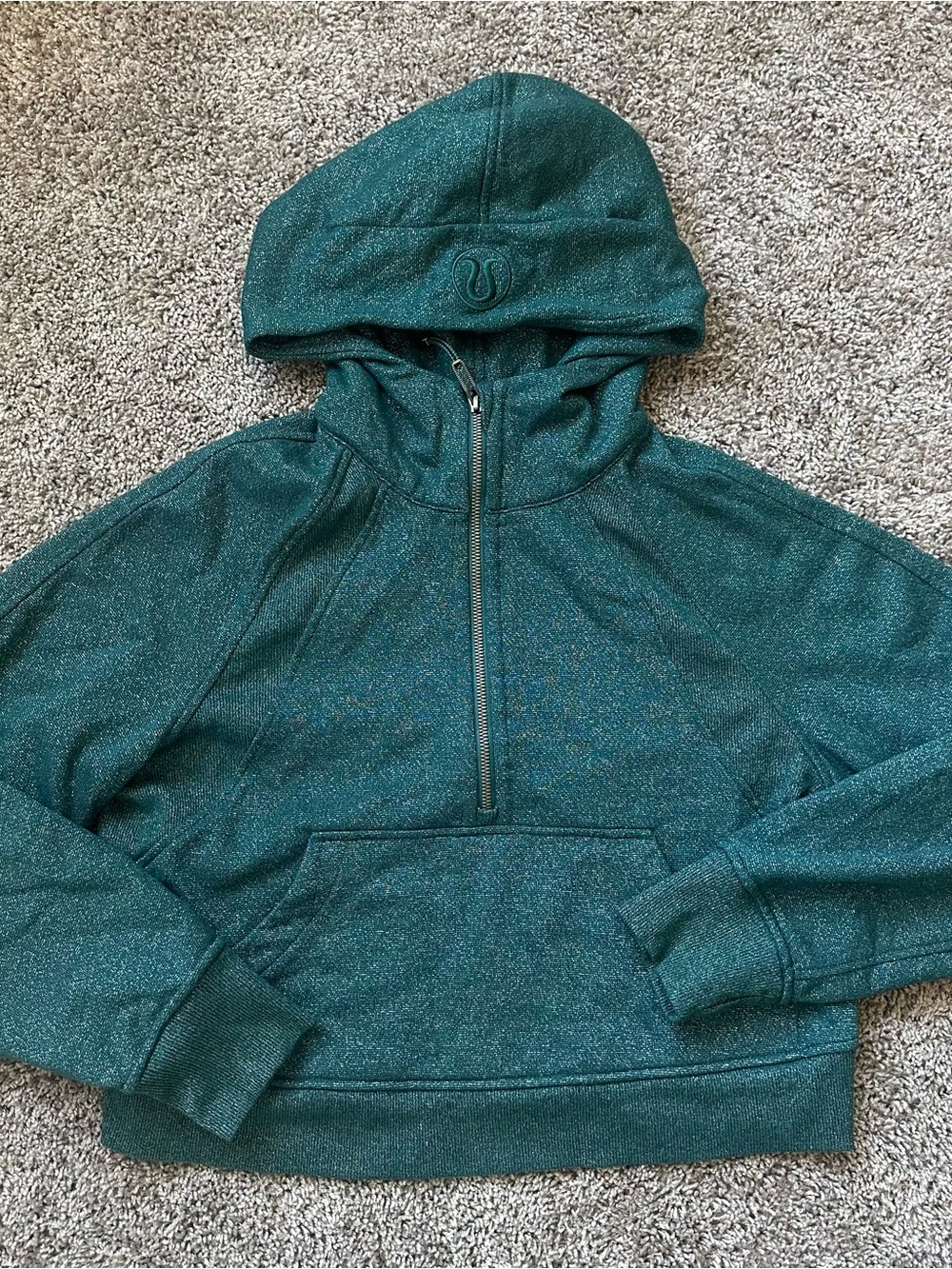 lululemon athletica Dark Green Tinsel Sparkle Half-Zip Hoodie Scuba